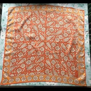 VTG Vera Neumann Orange Floral Paisley Square Scarf Ladybug